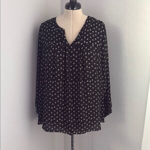 Black Relaxed Long Sleeve Blouse